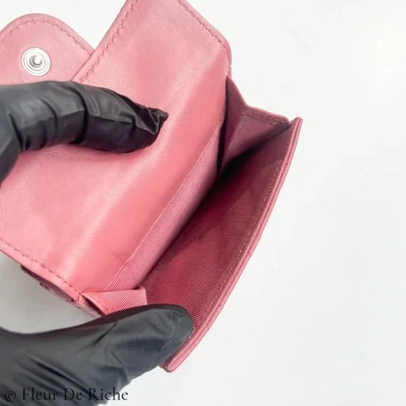 Chanel Classic Trifold Pink Flap Wallet Quilted Lambskin - Picture 7 of 10